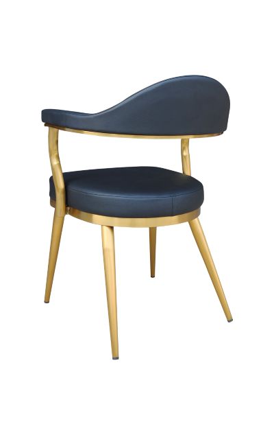 Valencia Gold Metal Dining Chair with Curved Upholstered Back