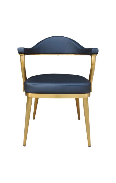 Valencia Gold Metal Dining Chair with Curved Upholstered Back