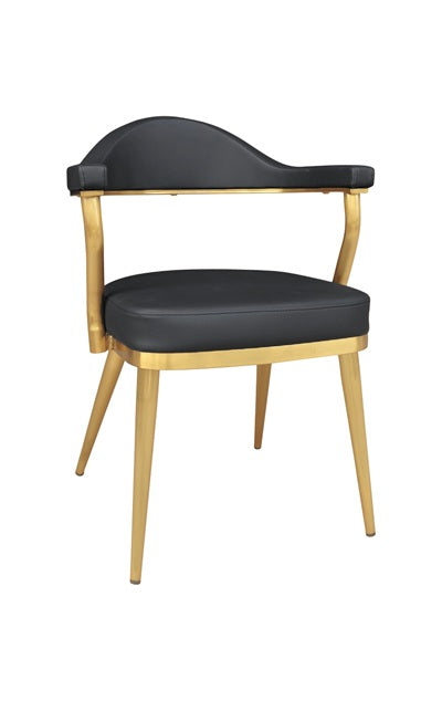 Valencia Gold Metal Dining Chair with Curved Upholstered Back