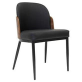 Orion Black Metal Dining Chair with Walnut Veneer Back