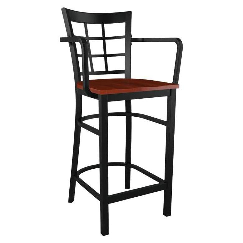 Window Back Metal Bar Stool With Arms19c43c32c746393b65