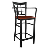 Window Back Metal Bar Stool With Arms19c43c32c746393b65