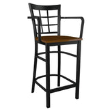 Window Back Metal Bar Stool With Arms19c43c32c7454b0a2a