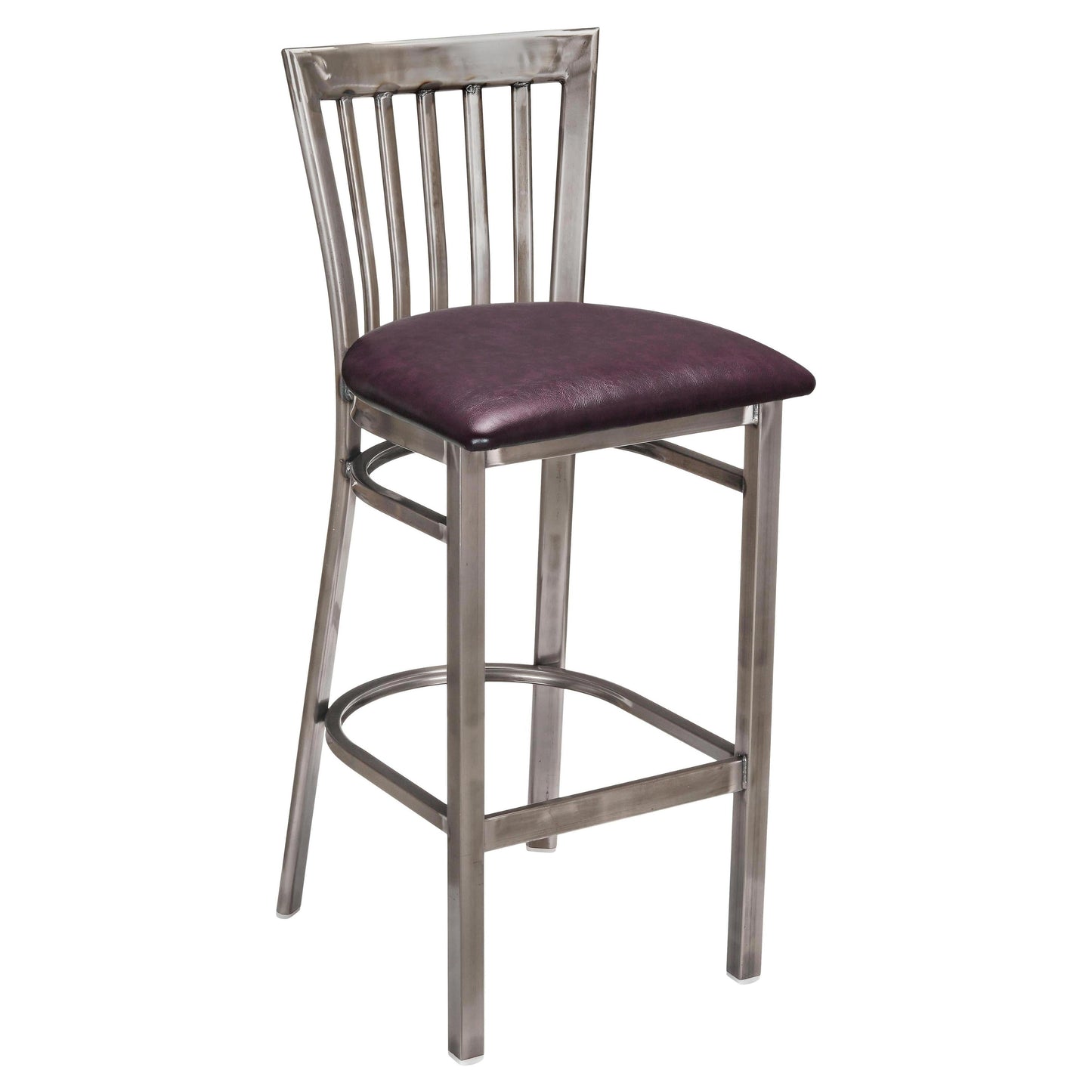 Clear Coat Elongated Vertical Slat Back Metal Bar Stool19c434ecf276d7f500
