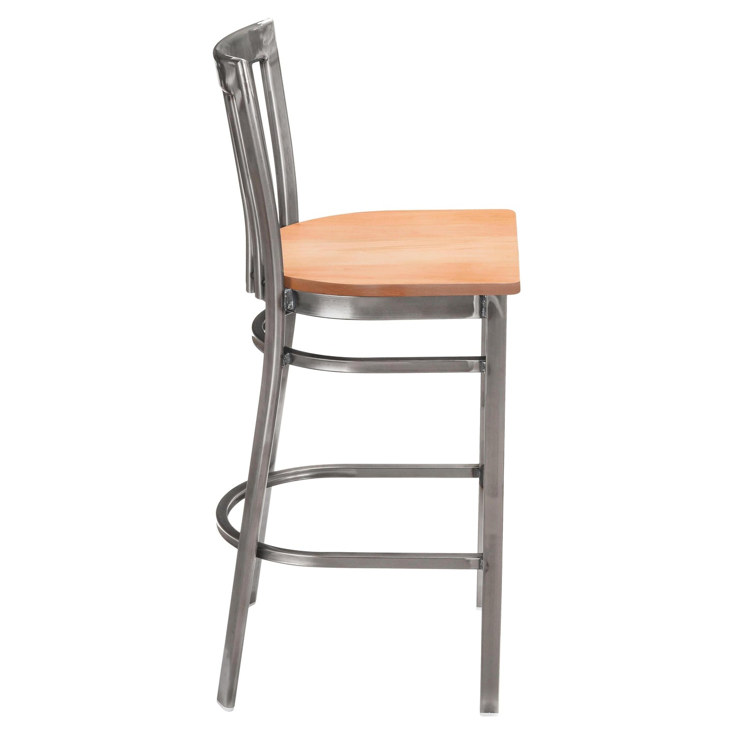 Clear Coat Elongated Vertical Slat Back Metal Bar Stool19c434ecf27b416cc