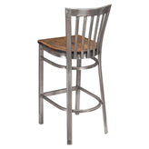Clear Coat Elongated Vertical Slat Back Metal Bar Stool19c434ecf2733d4b11