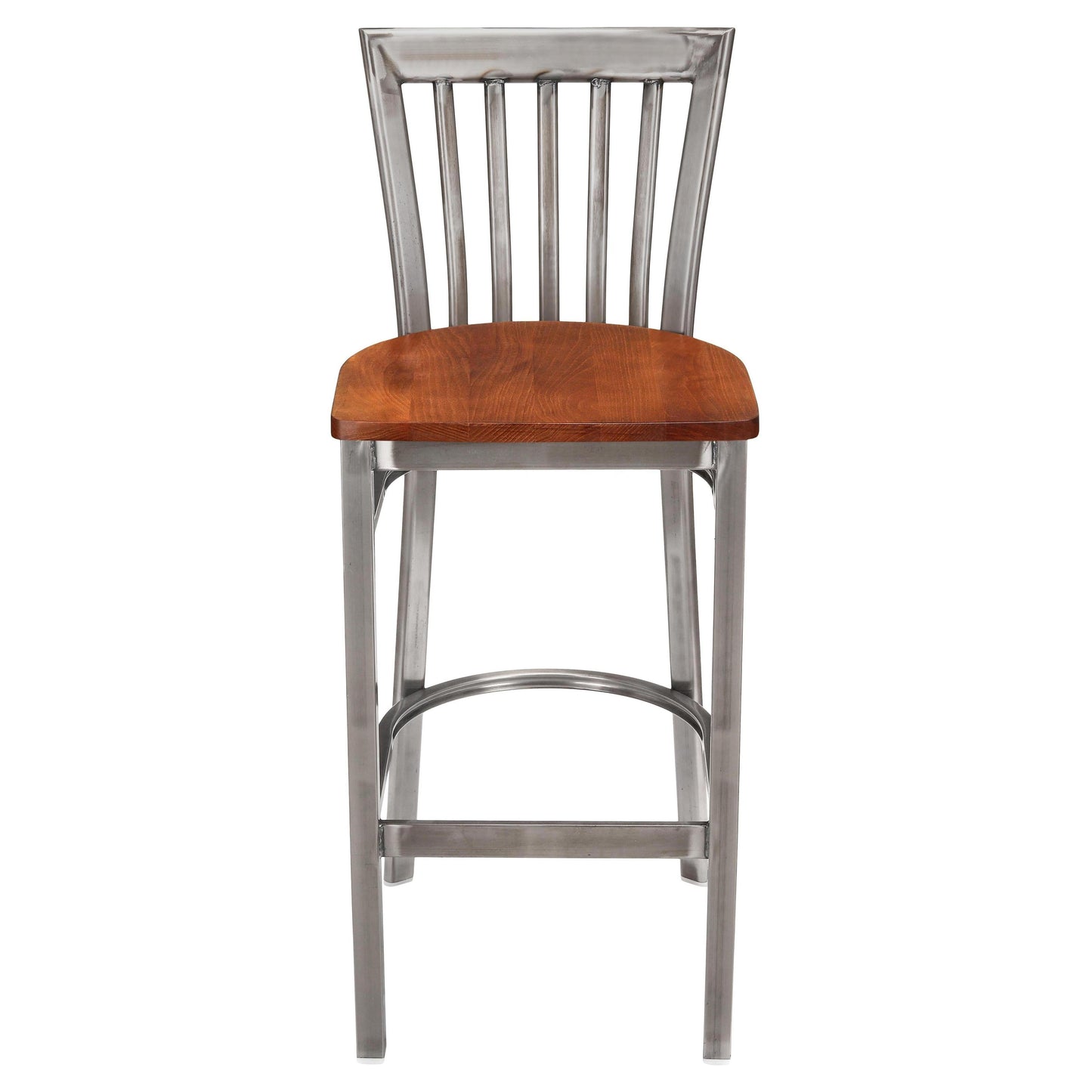 Clear Coat Elongated Vertical Slat Back Metal Bar Stool19c434ecf275b6e85b