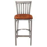 Clear Coat Elongated Vertical Slat Back Metal Bar Stool19c434ecf275b6e85b