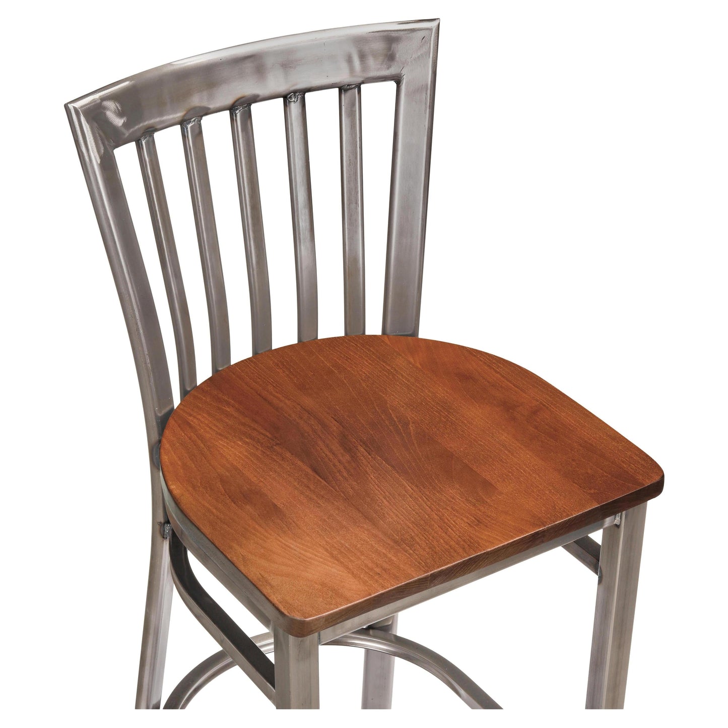 Clear Coat Elongated Vertical Slat Back Metal Bar Stool19c434ecf27344615c