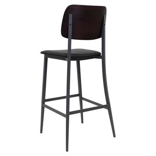 Denton Black Metal Bar Stool with Upholstered Seat and Back