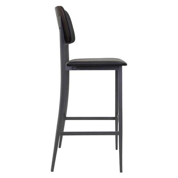 Denton Black Metal Bar Stool with Upholstered Seat and Back