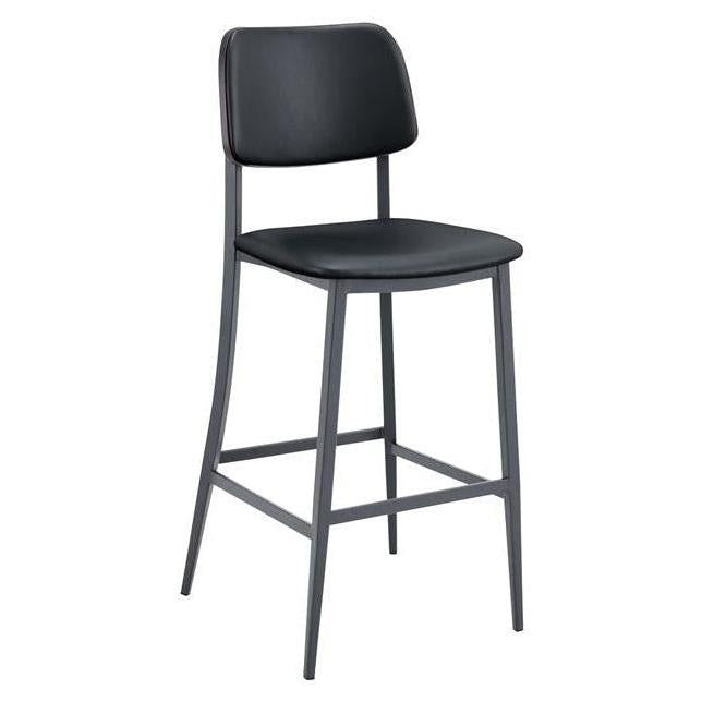 Denton Black Metal Bar Stool with Upholstered Seat and Back