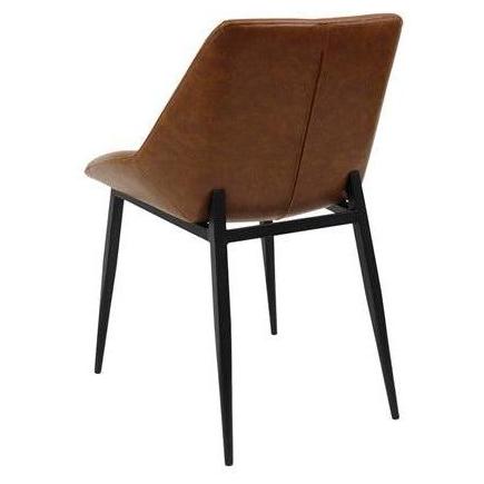 Metal Upholstered Dining Chair with Decorative Stitching