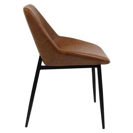 Metal Upholstered Dining Chair with Decorative Stitching