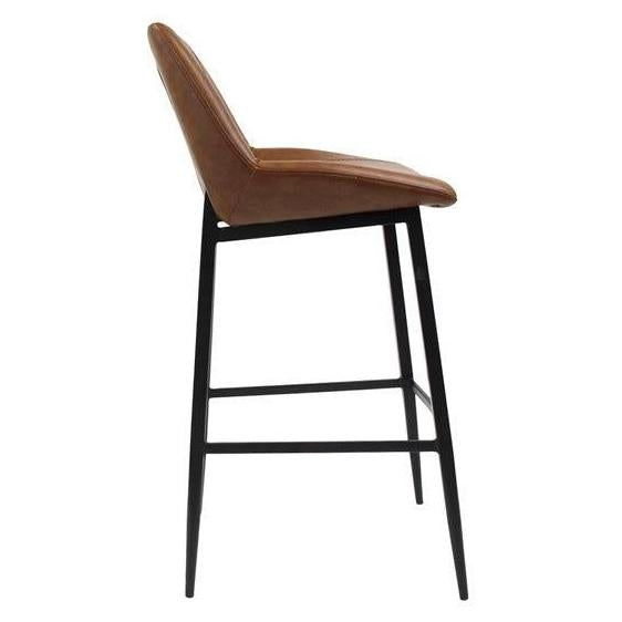 Metal Upholstered Barstool with Decorative Stitching
