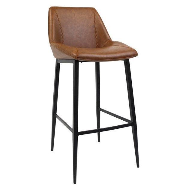 Metal Upholstered Barstool with Decorative Stitching