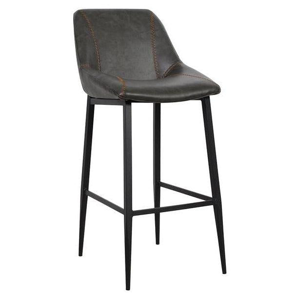 Metal Upholstered Barstool with Decorative Stitching