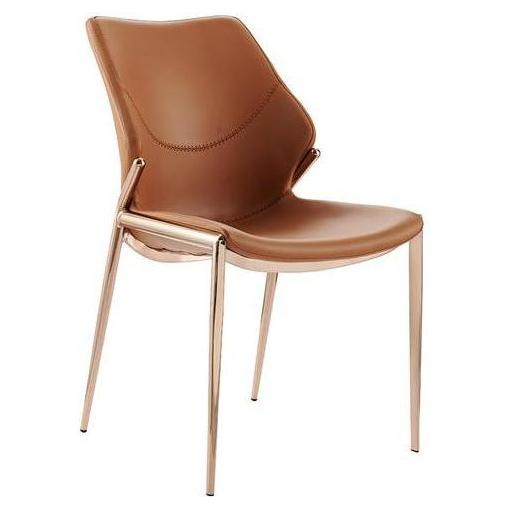 Monroe Gold Metal Dining Chair with Camel Upholstered Seat