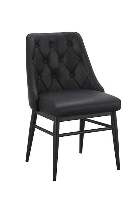 Diamond-Tufted Vinyl Metal Dining Chair
