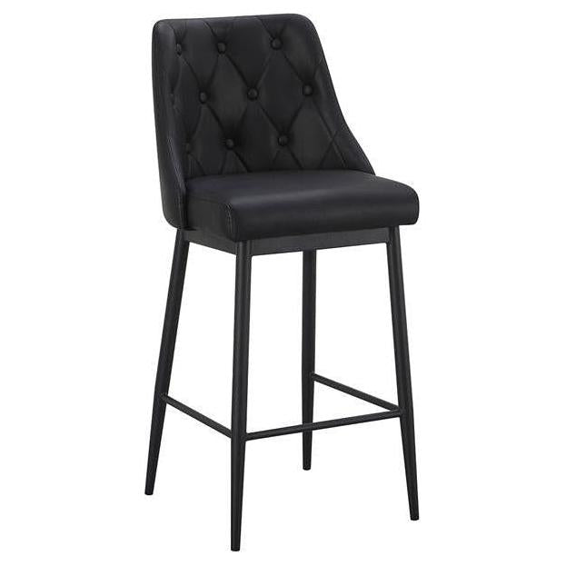 Diamond-Tufted Vinyl Upholstered Metal Bar Stool