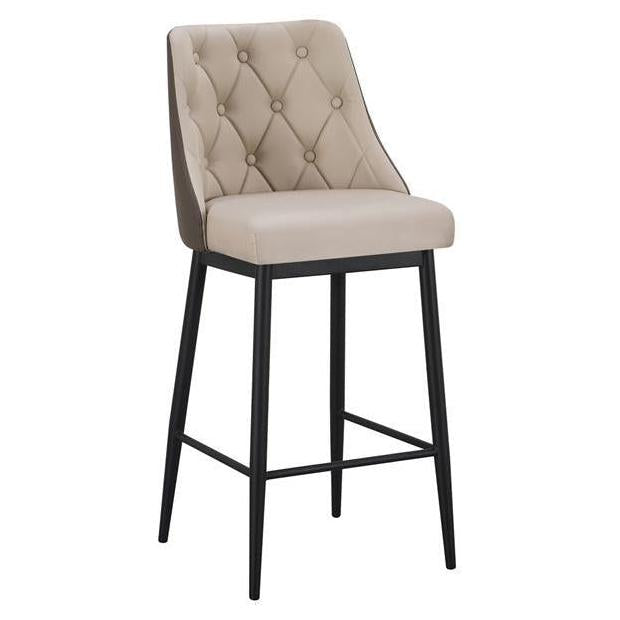 Diamond-Tufted Vinyl Upholstered Metal Bar Stool