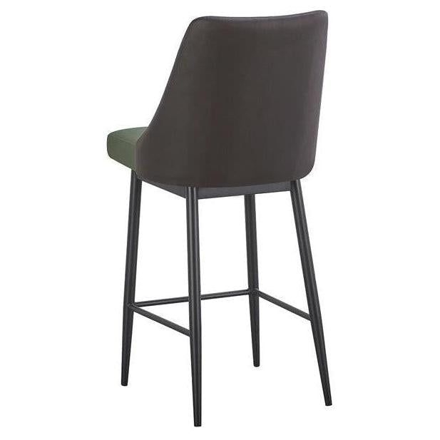 Diamond-Tufted Vinyl Upholstered Metal Bar Stool