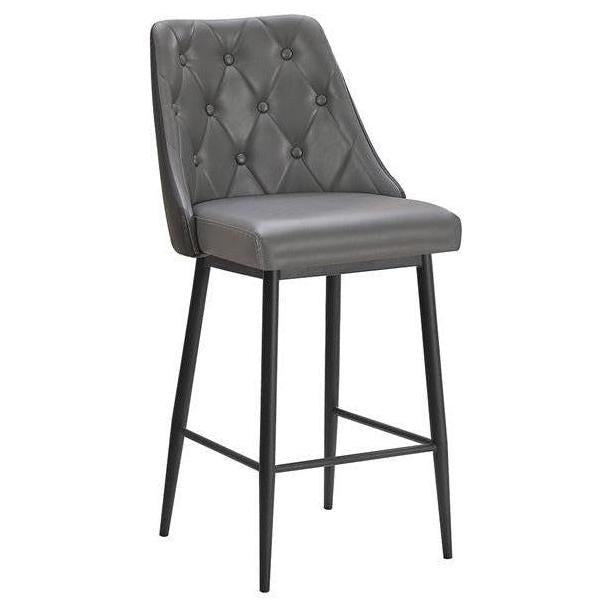 Diamond-Tufted Vinyl Upholstered Metal Bar Stool