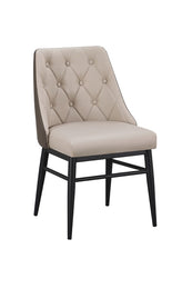 Diamond-Tufted Vinyl Metal Dining Chair