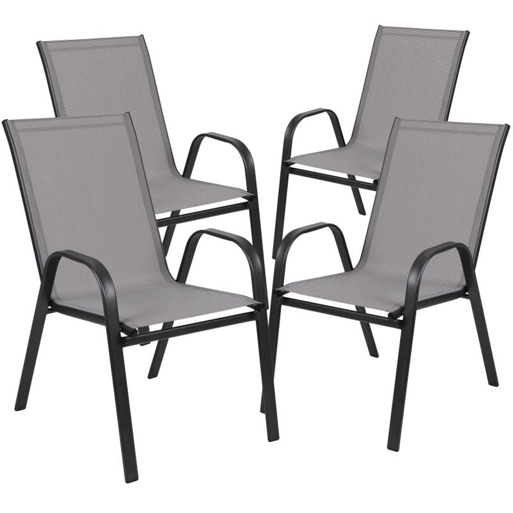 Brazos Series Outdoor Stack Chairs with Flex Comfort Material - Pack of 4