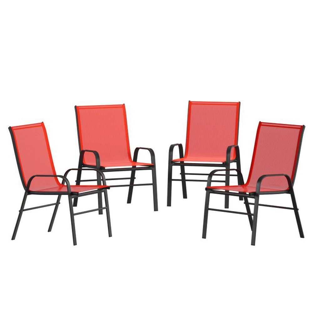 Brazos Series Outdoor Stack Chairs with Flex Comfort Material - Pack of 4