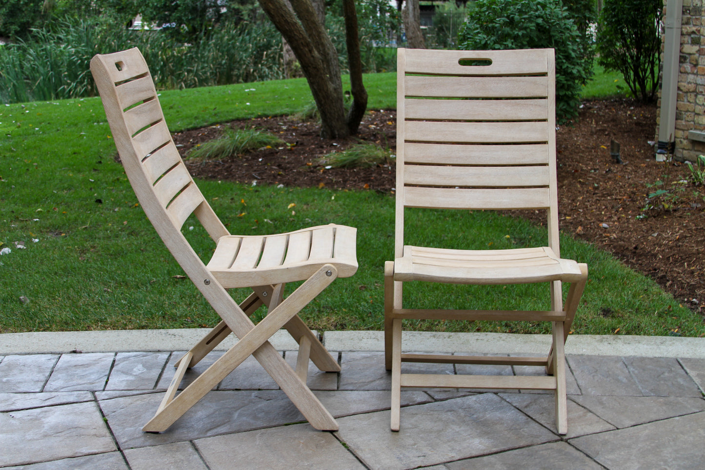 Antique Wash Eucalyptus Outdoor Folding Armless Chair