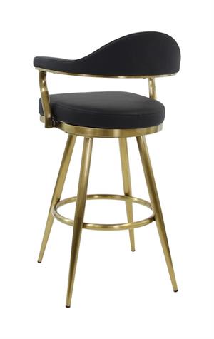 Valencia Gold Metal Swivel Bar Stool with Curved Upholstered Back
