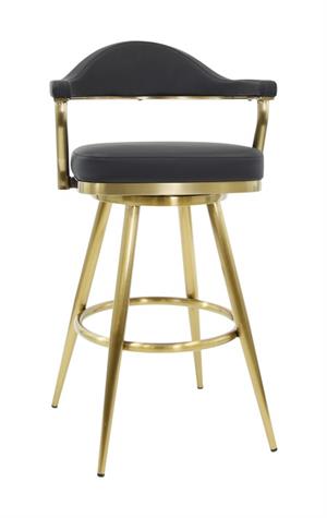 Valencia Gold Metal Swivel Bar Stool with Curved Upholstered Back