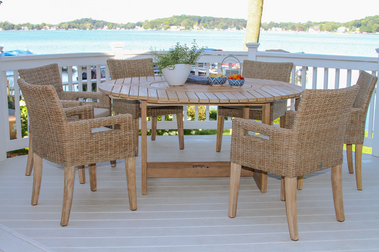 Antique Wash Eucalyptus and Wheat Outdoor Wicker Dining Chair