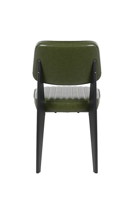 Metal Side Chair with Green Vinyl Upholstery