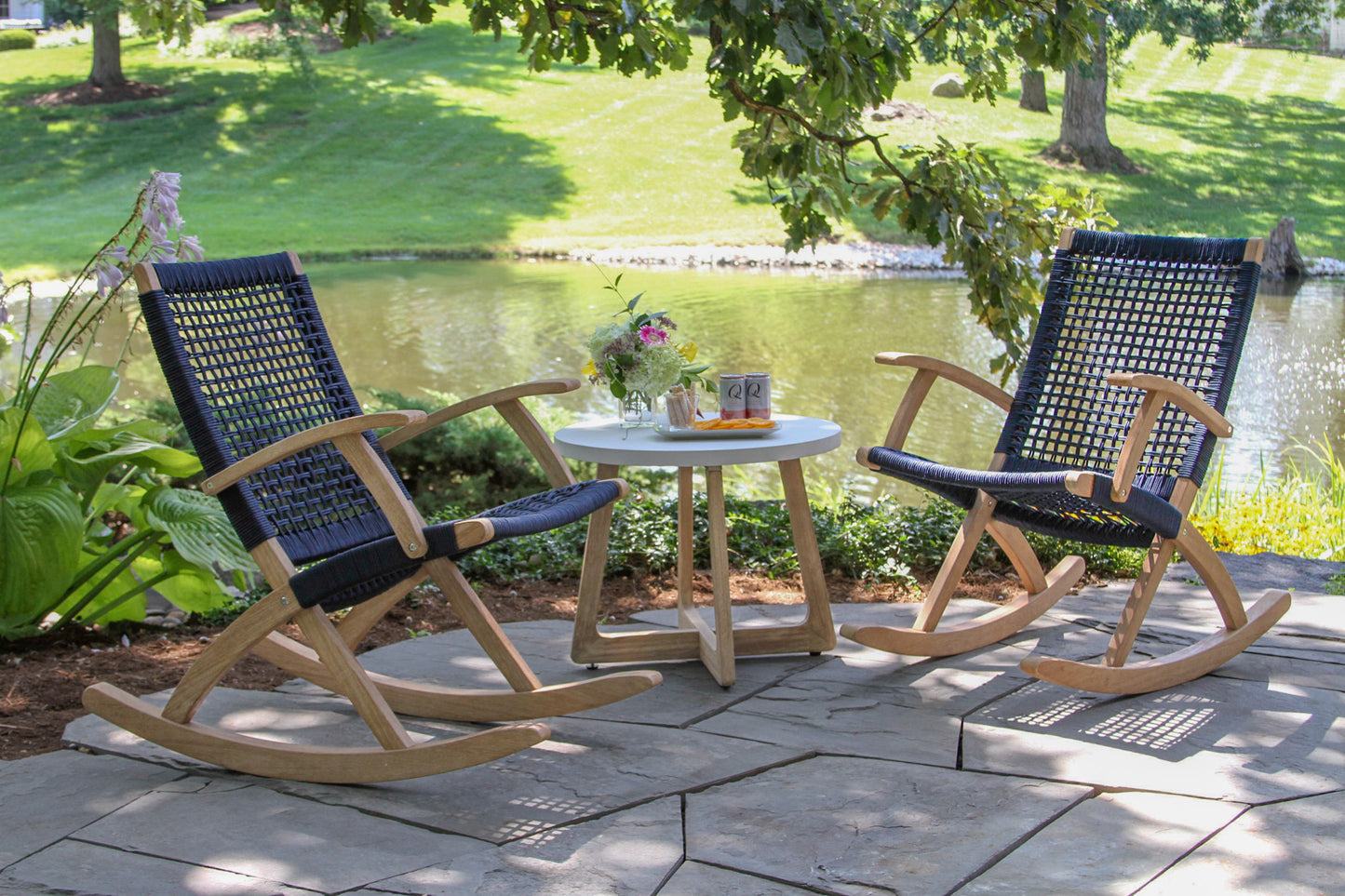 Antique Wash and Ivory Outdoor Composite Accent Table 24" Round