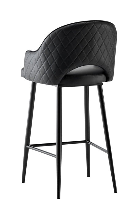Indoor Steel Upholstered Bar Stools with Vinyl Seat and Quilted Back