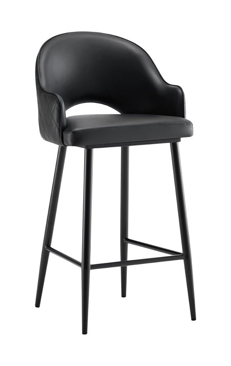 Indoor Steel Upholstered Bar Stools with Vinyl Seat and Quilted Back