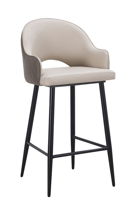 Indoor Steel Upholstered Bar Stools with Vinyl Seat and Quilted Back