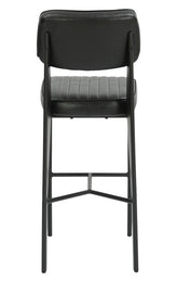 Black Metal Bar Stool with Black Vinyl Seat Channel Back Design