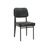 Black Metal Armless Chair with Black Vinyl Seat Channel Back Design