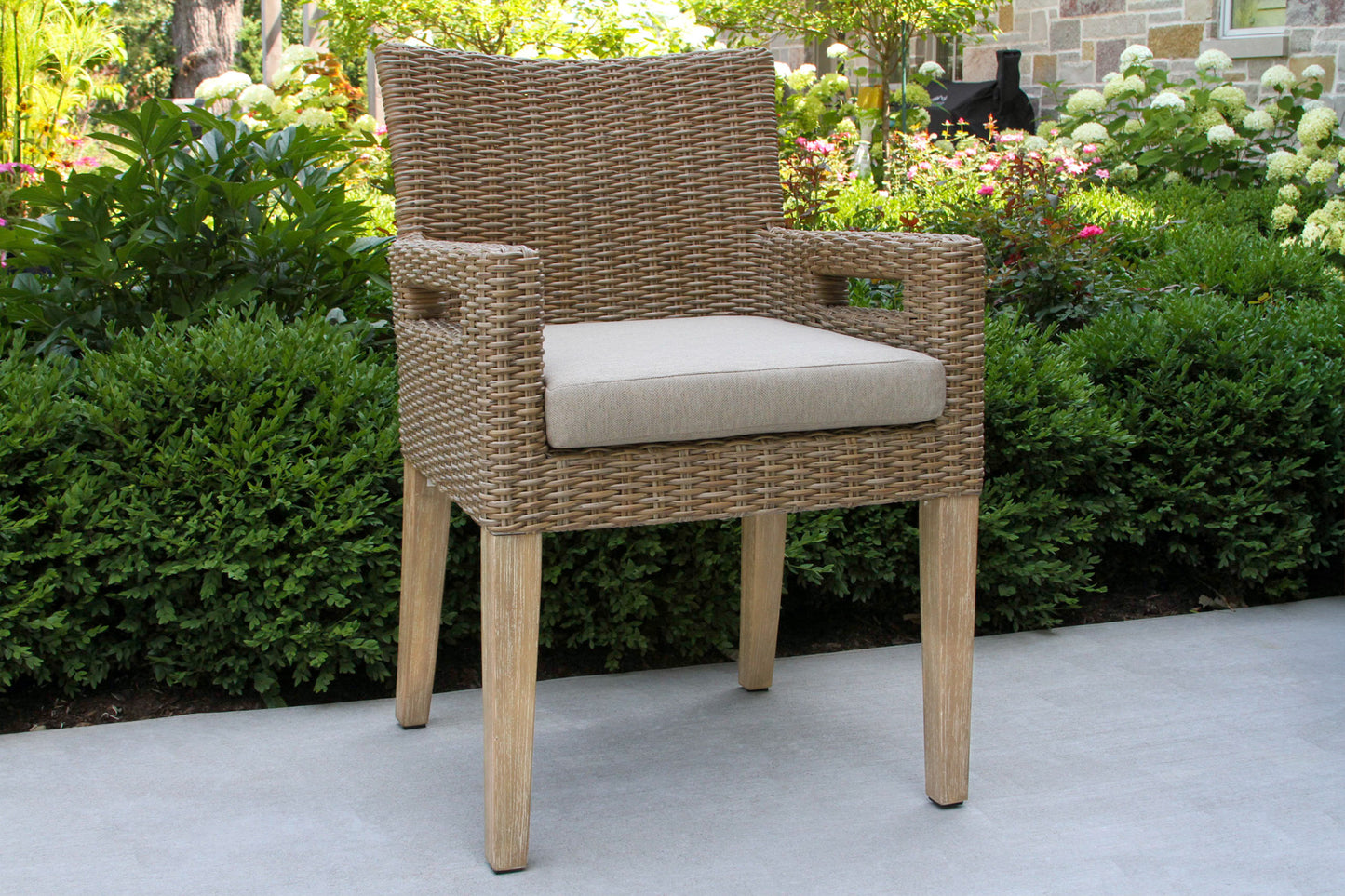 Antique Wash Eucalyptus and Wheat Outdoor Wicker Dining Chair