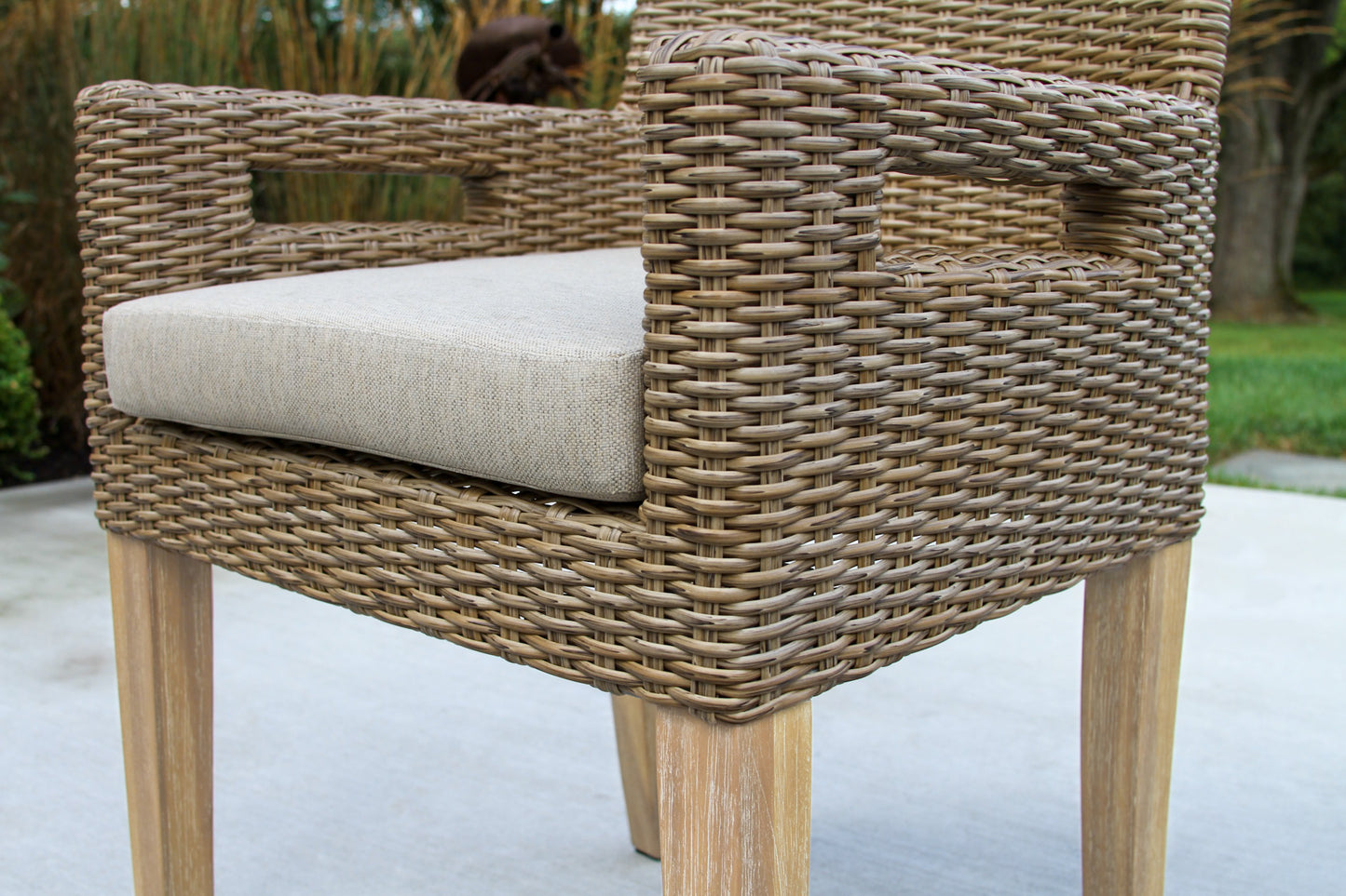 Antique Wash Eucalyptus and Wheat Outdoor Wicker Dining Chair