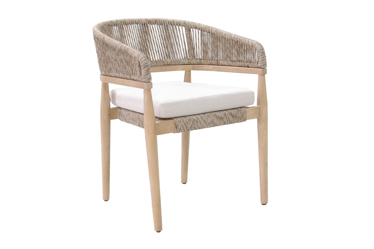 Antique Wash Eucalyptus and Beige Outdoor Cable Wicker Stacking Dining Chair