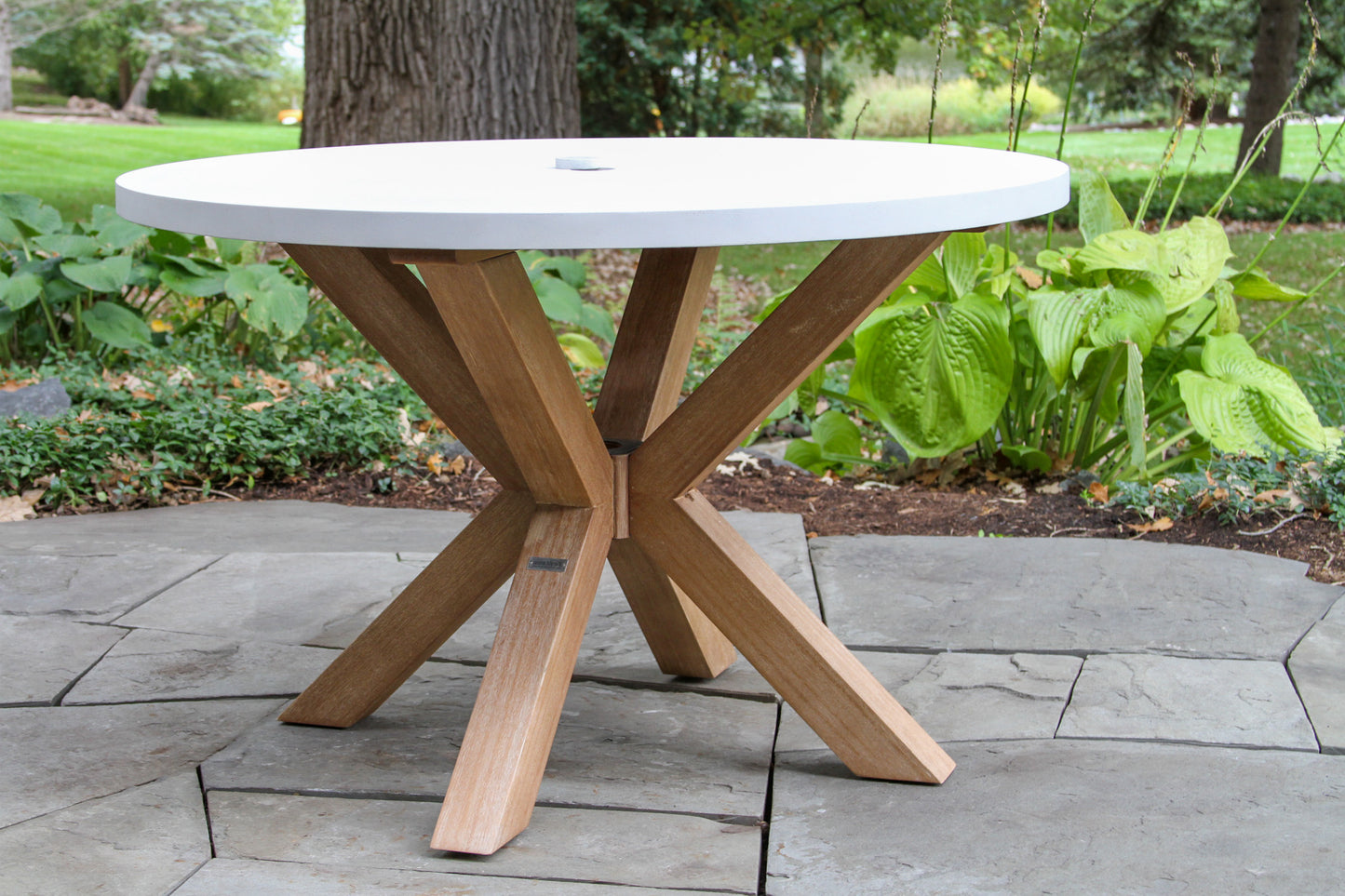 Antique Wash Eucalyptus and Ivory Outdoor Composite Round Dining Table 48" Round