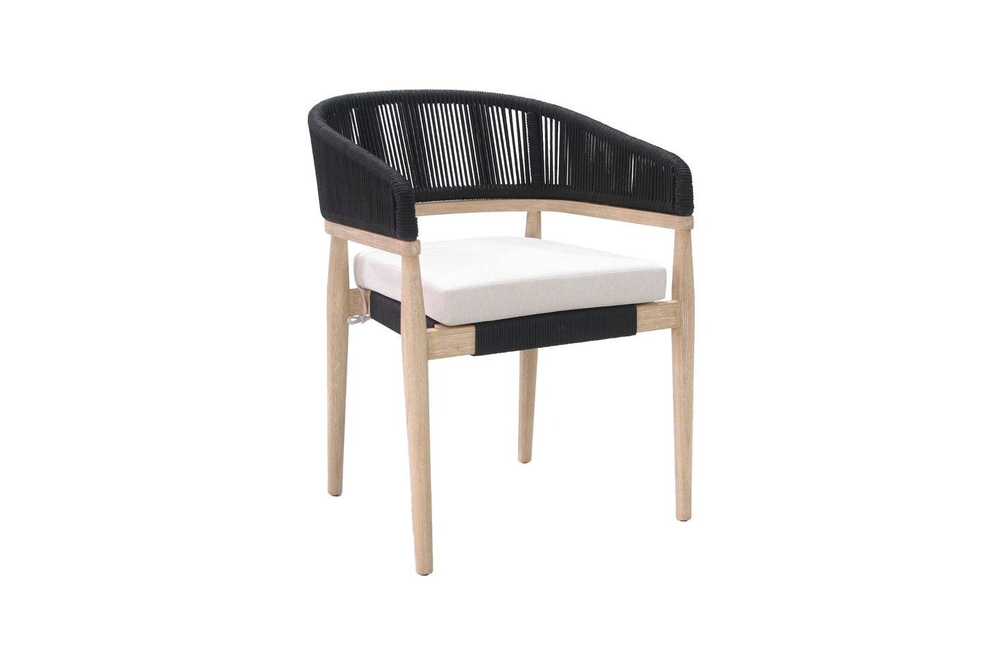 Antique Wash Eucalyptus and Black Outdoor Rope Stacking Dining Chair