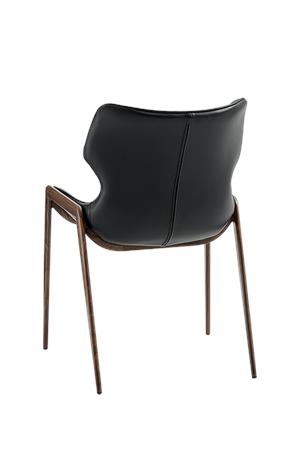 Wood Grain Metal Chair with Modern Design Black Vinyl Seat