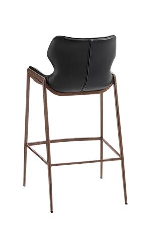 Wood Grain Metal Bar Stool with Modern Design Black Vinyl Seat