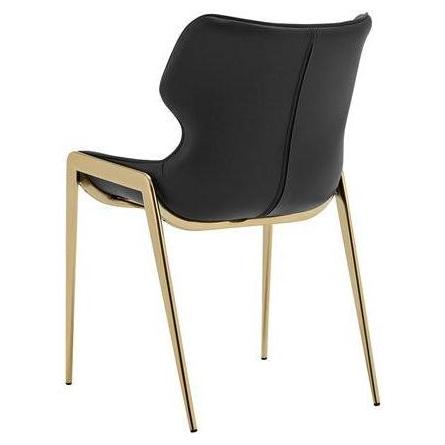 Gold Metal Chair with Modern Design Black Vinyl Seat