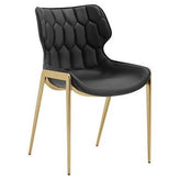 Gold Metal Chair with Modern Design Black Vinyl Seat